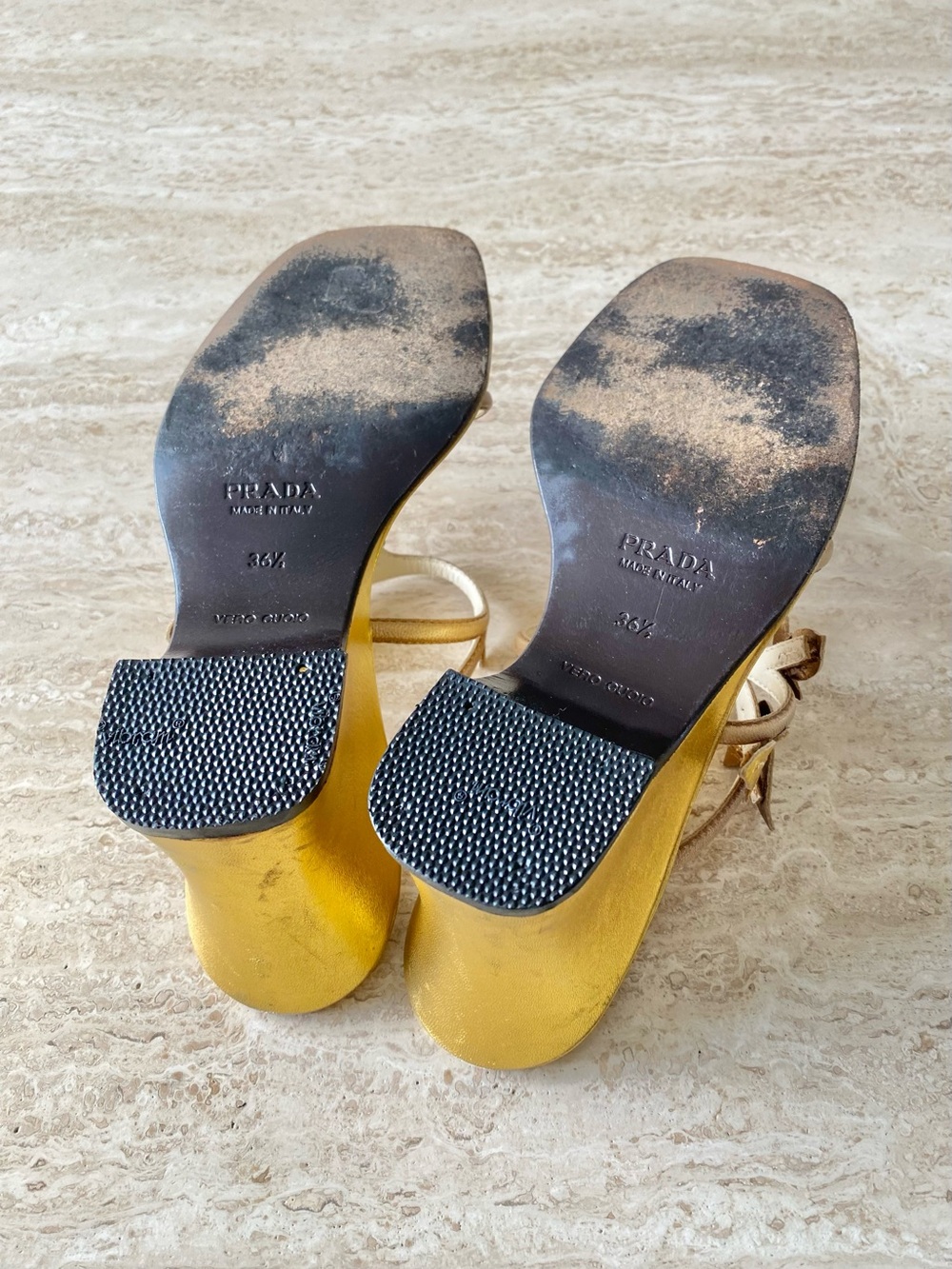 Vintage Prada Leaf Appliqué Sandal Wegdes - Picture 8 of 9